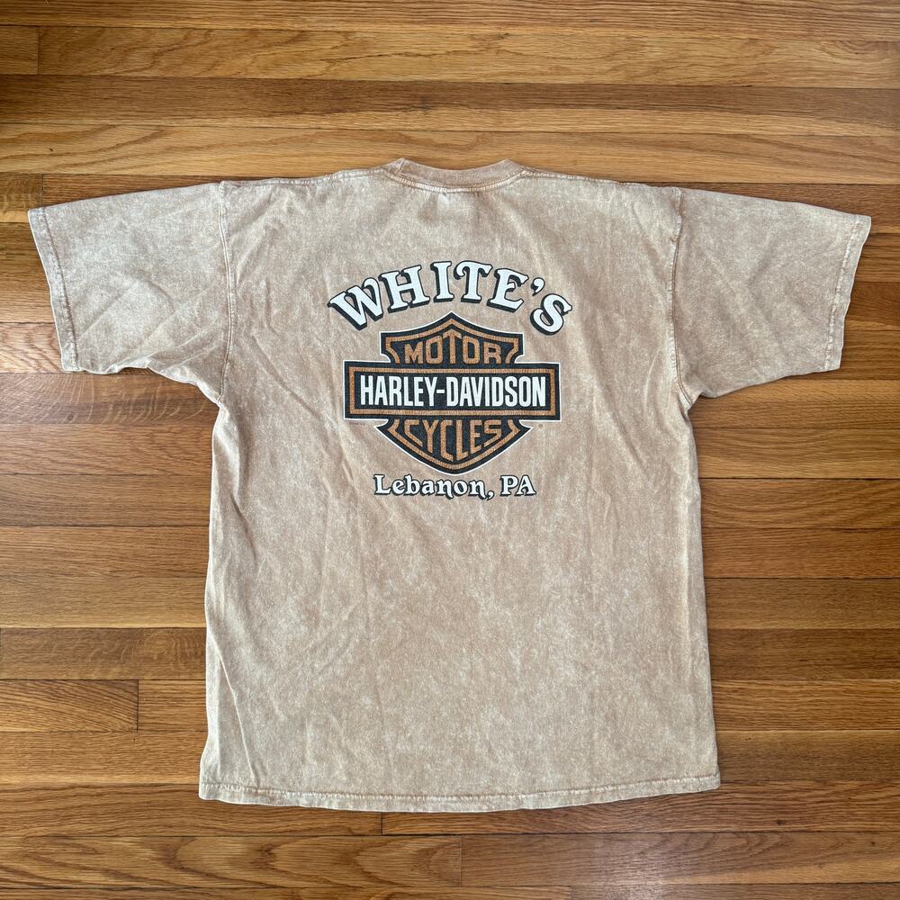 Vintage 2000 Harley-Davidson Graphic T-Shirt Mens Large White's PA Motorcycle - Picture 3 of 3